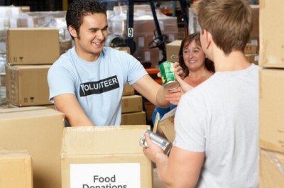 Volunteers Getting Food At The Food Bank