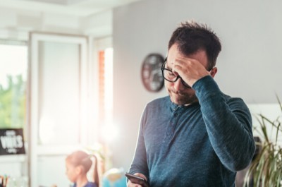 Worried Man On The Phone